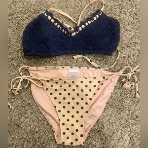 blue and pink polkadots, size medium, worn a couple times